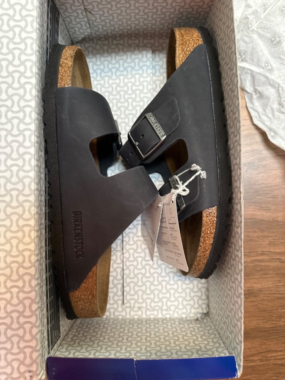 Birkenstock Arizona Black Leather Sandals Narrow Fit Soft Footbed Women Size 5 - Picture 8 of 10